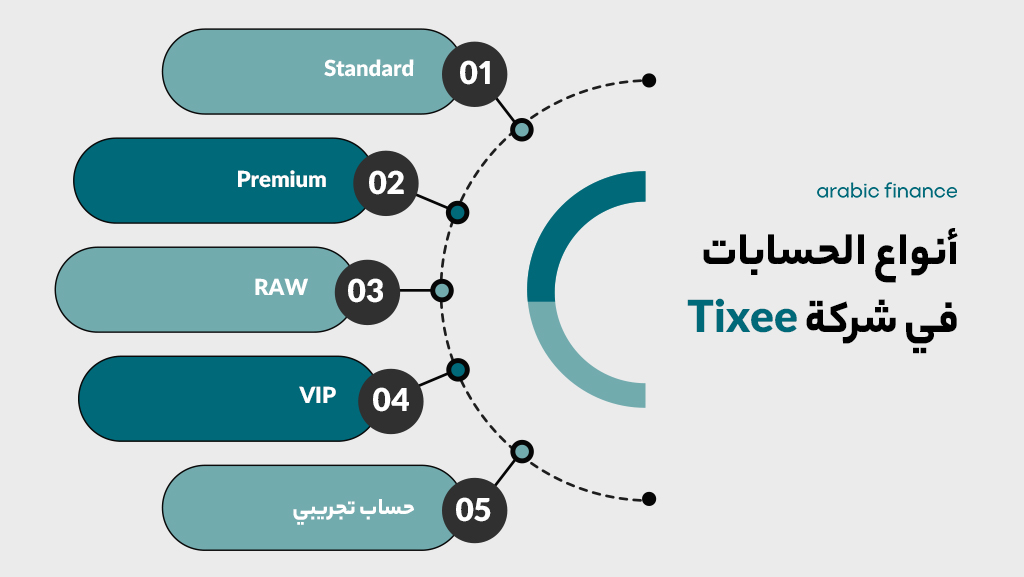 أنواع الحسابات في شركة Tixee